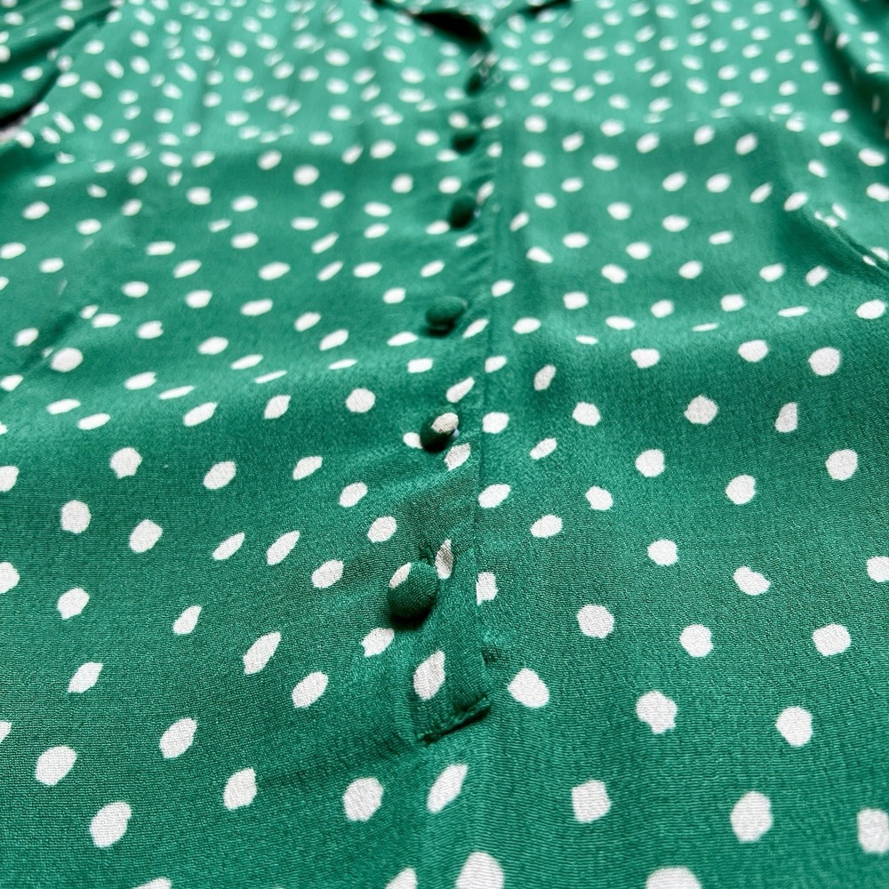 Mango Women's Short Sleeve Wide‎ Leg Polka Dot Jumpsuit Jungle Green Size XXS - Picture 12 of 13